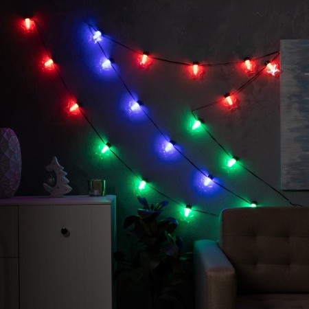 Smart garland “thread” 6 m with nozzles “stars”, IP20, dark thread, 20 LED, glow RGB, USB-3