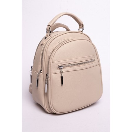 Women's backpack, eco -leather, ludor beige, 23x13x26 cm-1