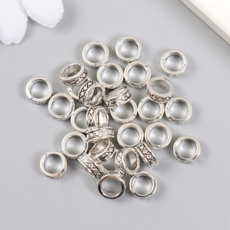 Bead for creativity Metal "Ring" silver 0.3x0.8 cm-2