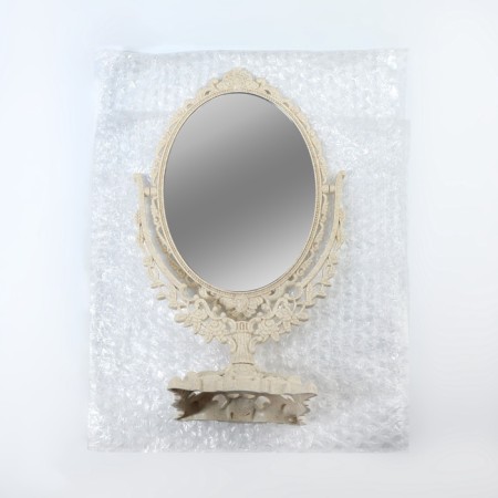 The mirror is desktop, bilateral, with an increase, a mirror surface 13.5 × 18.5 cm, beige color-5