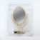The mirror is desktop, bilateral, with an increase, a mirror surface 13.5 × 18.5 cm, beige color