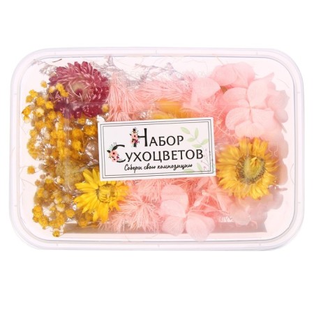 Set for creativity "Set of dried flowers" is large, pink + yellow-3