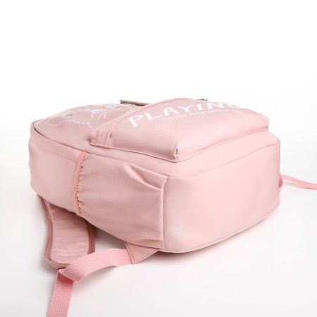 Youth backpack from textiles, 4 pockets, pink color-2