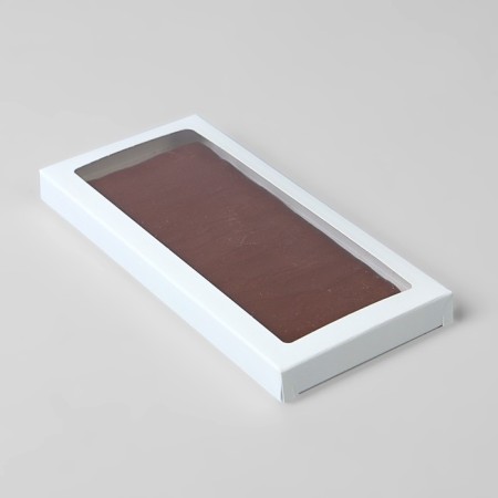 Gift box for tiles of chocolate, white with a window, 17.1 x 8 x 1.4 cm