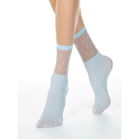 Extended women's socks with a transparent top Contte Elegant Fantasy, size 23-25, Light Blue Color