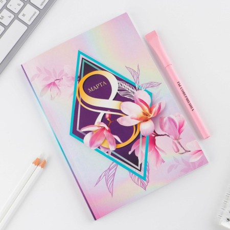 Set "March 8 Orchid in the Rhombus": A5 diary A5 80 sheets and eco -hand-3