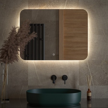 Mirror with Defesto LED backing 25 W, 80x60 cm, sensory switch, neutral white light-2