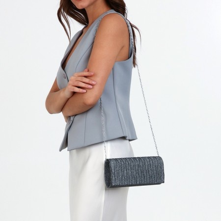 Magneta bag, long chain, silver color-6