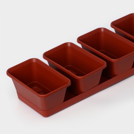 A set of flower pots with a tray Darel Plastic, 750 ml, 53 cm, 5 pcs, terercot color-2