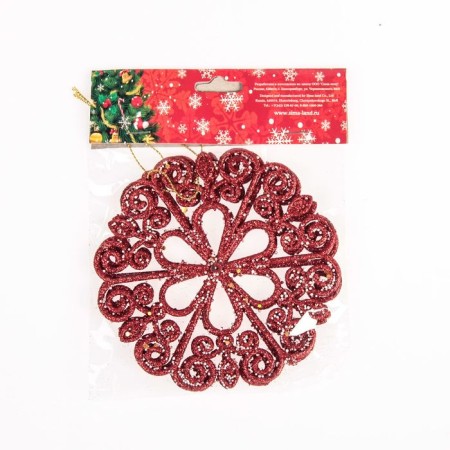 Christmas tree decoration "Snowflake-color" (set 2 pcs) D-12 cm red-1