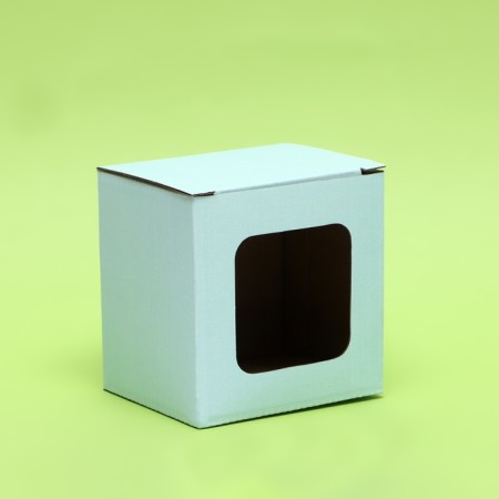 Box under a mug, with a window, blue 12 x 9.5 x 12 cm-1