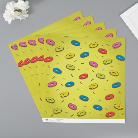 Scrapbooking paper "Donuts" density 180 grams set 5 pcs 30.5x32 cm-1