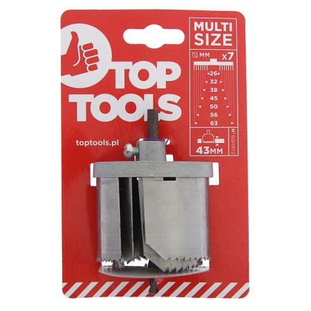 A set of crowns TOP Tools 60H972, with a centering drill, 26-63 x 43 mm, 7 pcs.-2