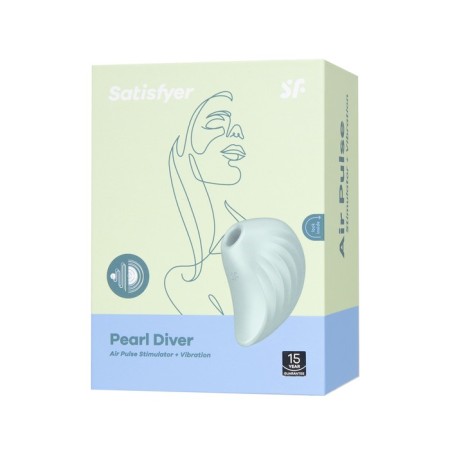 Vacuum-wave contactless stimulator of the Satiffyer Pearl Diver, silicone, green color-4