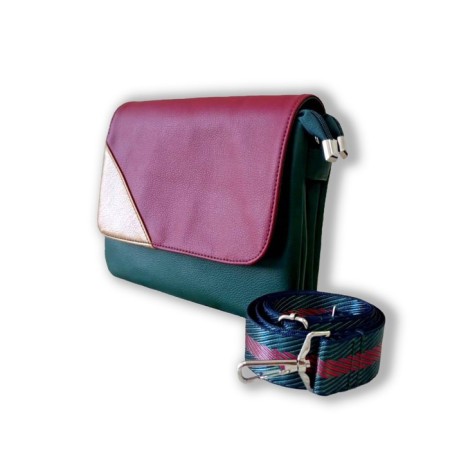Bag Messenger on magnet, green/red/karmin-1