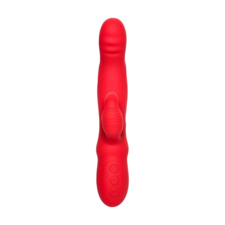 Jos Redli vibrator with a moving head, silicone, red color, 21 cm-8
