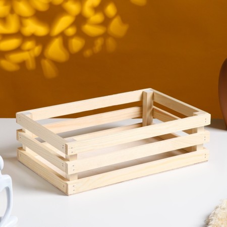 Wooden Kashpo 30 × 20 × 9.5 cm "Classic", three -strip, natural give beautifully