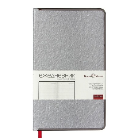 Diaumer Lowed A5, 136 Bridge sheets, artificial leather cover, metal edging, lies, silver