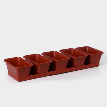 A set of flower pots with a tray Darel Plastic, 750 ml, 53 cm, 5 pcs, terercot color