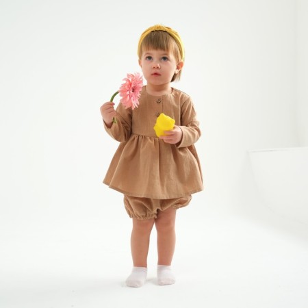 Kit for girls (tunic, shorts) minku beige color, height 80-86 cm-1
