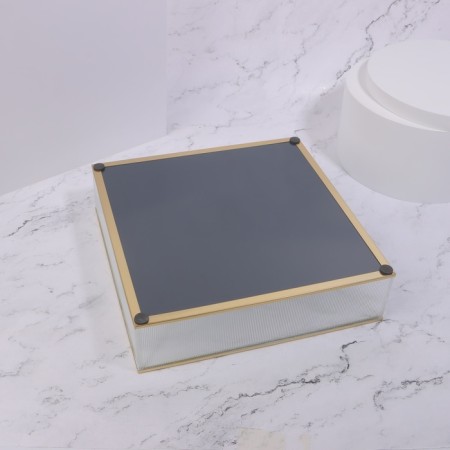 Organizer for storage "RipPles", glass, with a mirror -bottom, 1 section, 24 × 24 × 6 cm, transparent/copper color-6