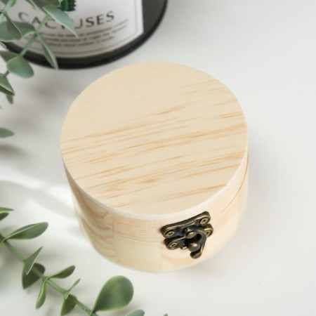 Casket wood simple round 9.2*9.2*5.2 cm-1