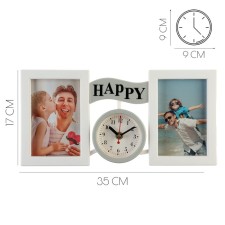 Часы настенные с фоторамки "Family", бесшумные, d-9 см, 17 х 35 см, АА