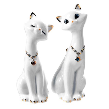 Souvenir "White cats with a chain" (set 2 pcs) 15 cm 14 cm-1