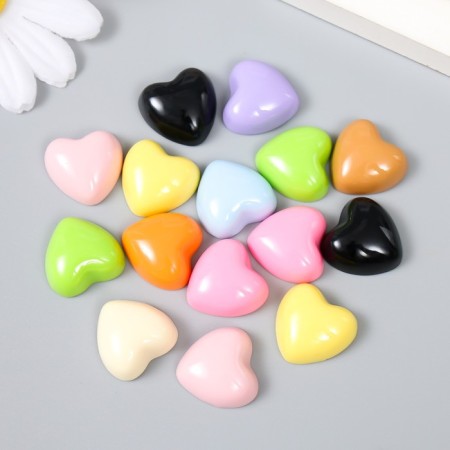 Decor for creativity Plastic "Multi -colored hearts" Gloss Set 15 pcs mix 1.7x1.7x0.7 cm 935991