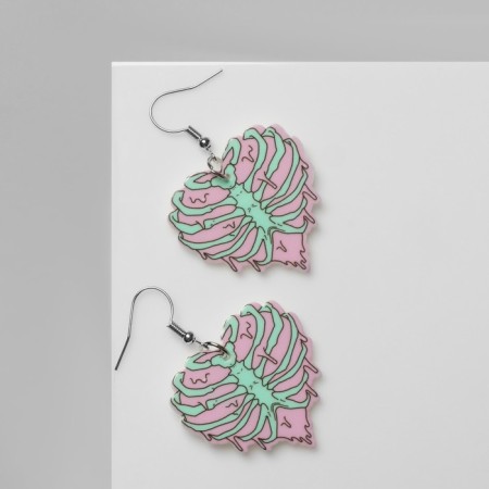 Acryl Earrings "Heart" Anatomy, color green-lilac-1