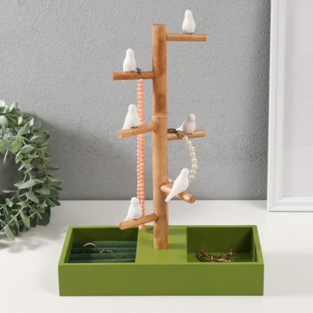 Souvenir tree stand for jewelry "Birds on a tree" Green 24x12x32 cm
