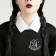 Carnival set "Mysterious student": collar, wig with bangs, brooch