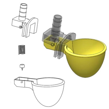 The bowl is cup, with a fastener on a grid, d = 50 mm, plastic-3