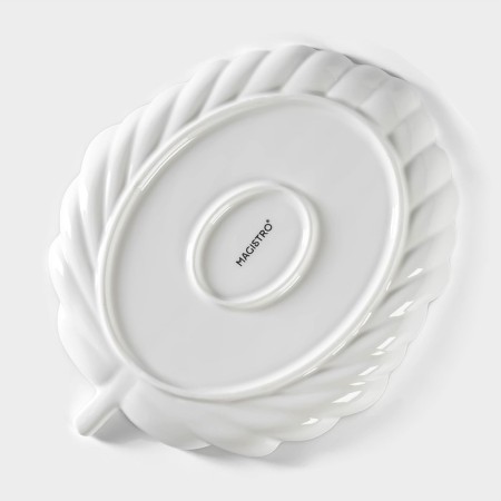 Porcelain dish for submitting Magistro "Blanche. Geranium ", d = 22.4 cm, white color-3