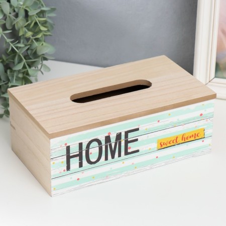 Casket Wood for napkins "Strips with colored peas" 25x9.5x14 cm-1