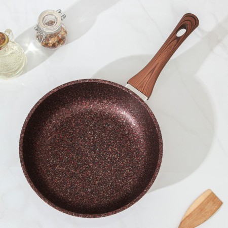 Granit Ultra Red, D = 24 cm pan, plastic handle, glass cover, anti -stick coating, brown color-1