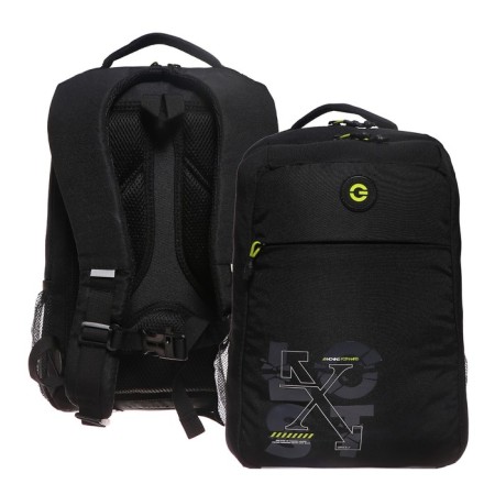School backpack, 39 x 26 x 19 cm, Grizzly, ergonomic back, laptop department, black