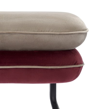 PUF PEA, 497 × 403 × 425 mm, velor, beige color / burgundy-4