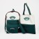 A backpack with a zipper, an outer pocket, a set of a chover, bag, green color