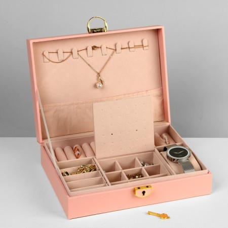 Steam for jewelry "Casket" 1 tier, 17 × 23 × 6.5 cm, pink color-1