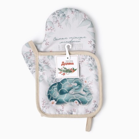 Set of kitchen. Dolyana "Warm moments": Take 17x17 cm, mittens-capture 20x28 cm, 35%HL, 1033020-4