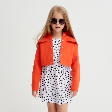 Shirt for a girl denim, shortened kaftan, size 38 (146-152 cm), Orange color