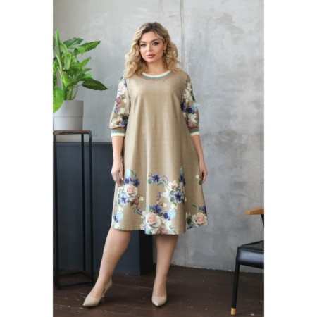 Female dress, size 56, beige color-9