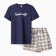 Homemade female set (T-shirt, shorts), dark blue color, size 48
