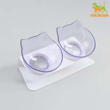 Plastic bowls on a white stand 27.5 x 14 x 15 cm transparent