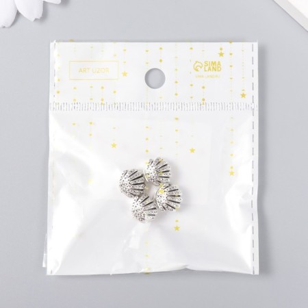 Bead for creativity Metal "Sea shell" silver 1.1x0.9 cm-3
