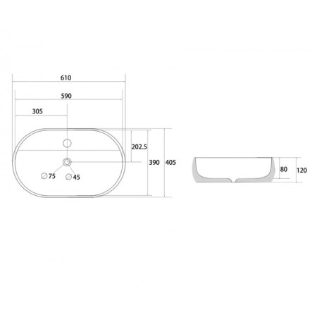 ABBER Bequem AC2113 sink, invoice, 610x405x120 mm, white-3
