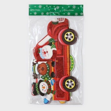 Decorative decoration (suspension) "Santa Claus with friends" 49.5x39.5 cm-6