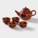 A set for the tea ceremony ceramic "Dragon", 5 items: 4 bowls 25 ml, kettle 200 ml, brown color