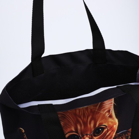 Shoper bag without fastening, black color-4
